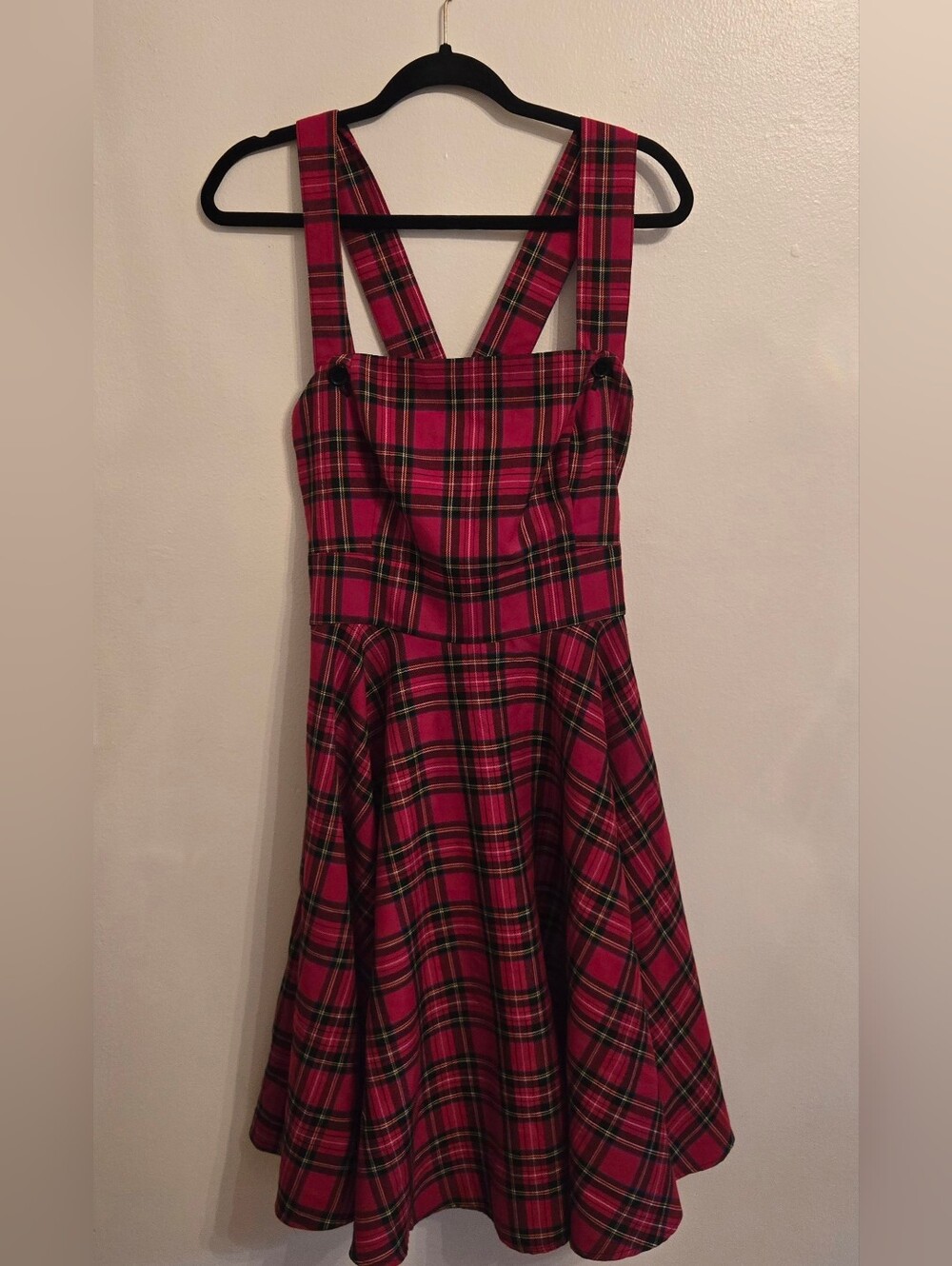 Hell Bunny Irvine Red Tartan Plaid Pinafore Midi Dress  Large